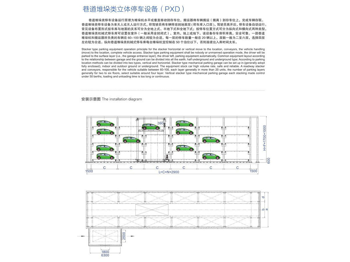 Roadway stacking type three-dimensional parking equipment (PXD)